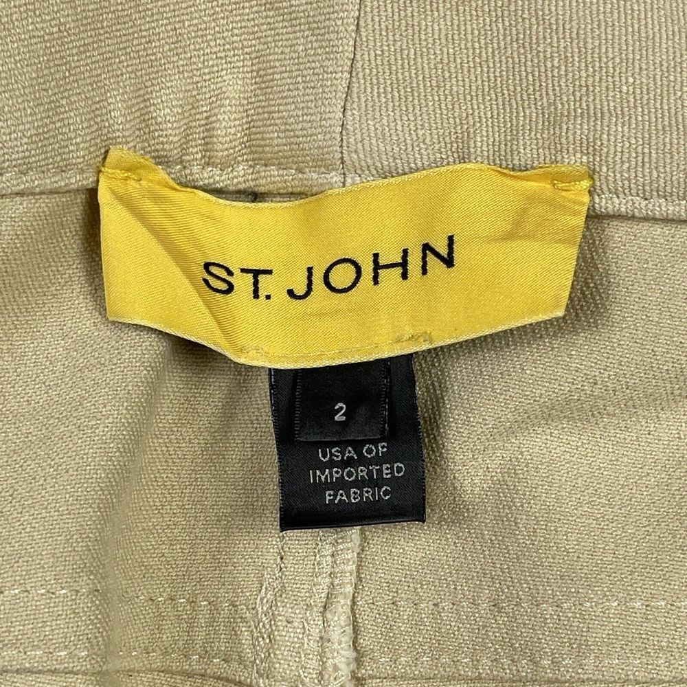 St‎ John Jeans Womens 2 Tan Khaki Denim Boot Cut Casual Bling Career Workwear - Picture 4 of 16